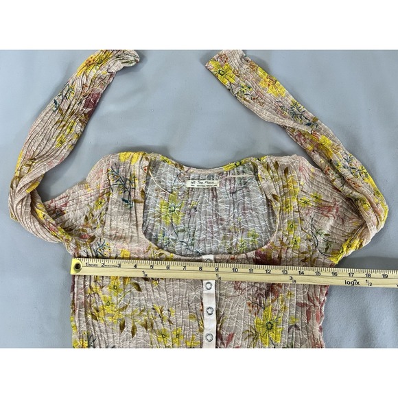 Free People We The Free Angelina Top Long Sleeve Sheer Lace Floral Cropped Top S - Picture 9 of 13